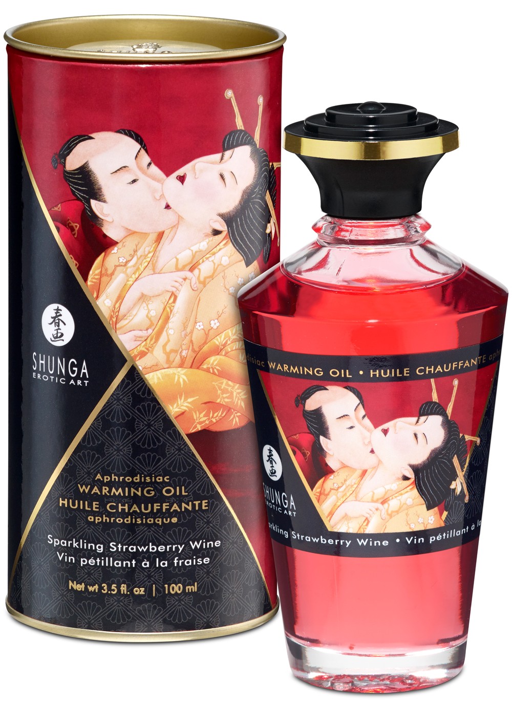 Huile de massage chauffante vin pétillant fraise - Shunga – Image 2
