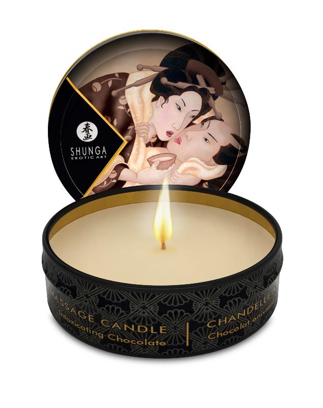 Mini bougie de massage au chocolat enivrant - Shunga – Image 2