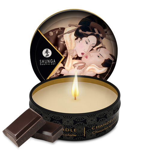 Mini bougie de massage au chocolat enivrant - Shunga