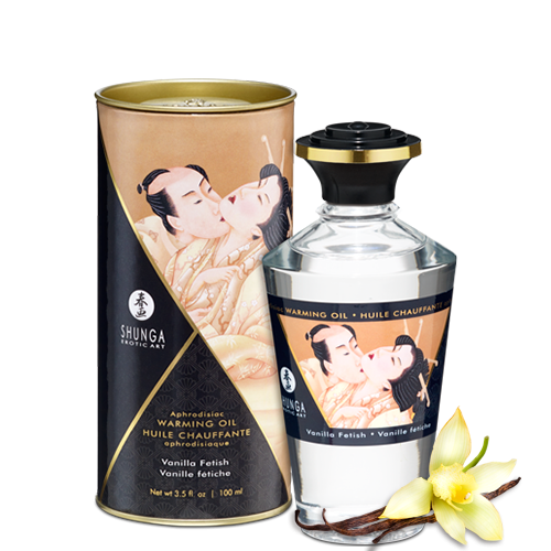 Huile de massage chauffante comestible vanille - Shunga