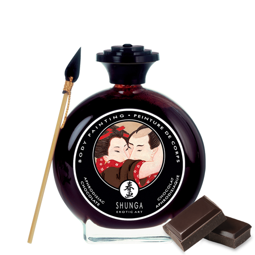 Peinture de corps comestible chocolat avec pinceau - Shunga