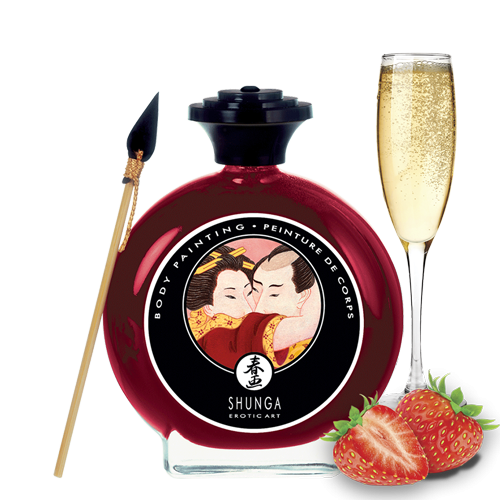 Peinture de corps comestible vin pétillant fraise - Shunga