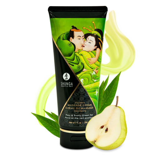 Crème de massage comestible poire et thé vert 200 ml - Shunga