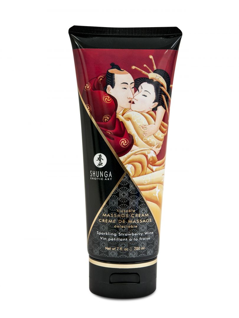 Crème de massage comestible vin pétillant fraise - Shunga – Image 2