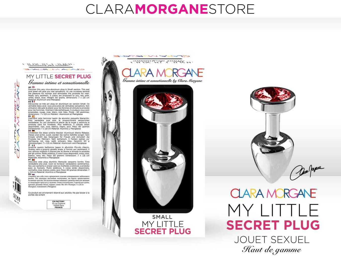 Plug anal aluminium taille S rouge - Clara Morgane – Image 4