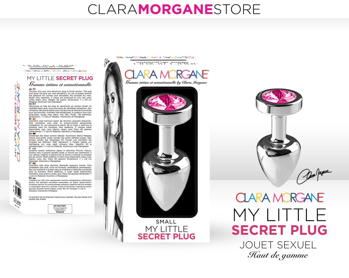 Plug anal en aluminium rose taille S - Clara Morgane – Image 4