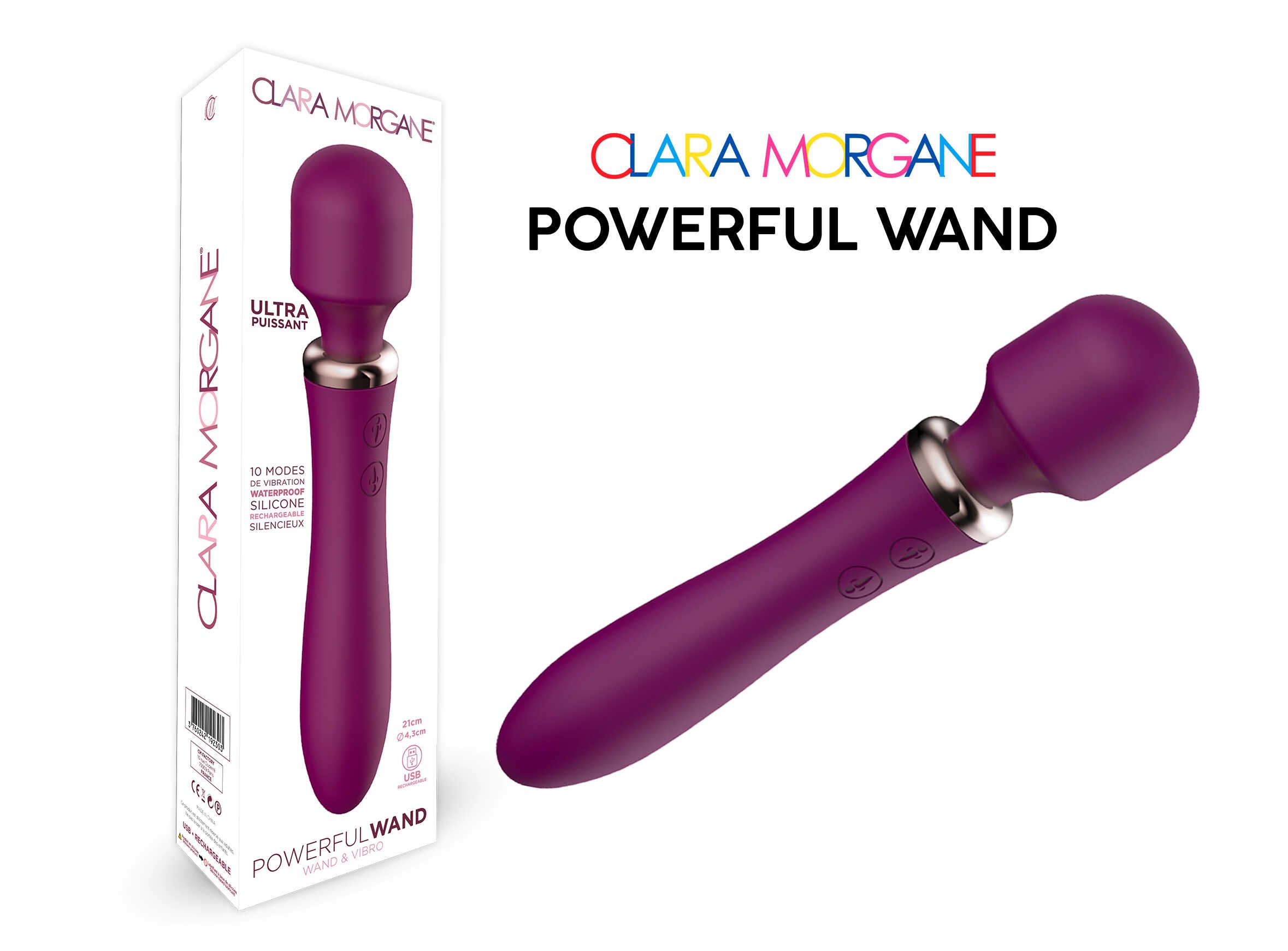 Vibromasseur wand puissant bordeaux - Clara Morgane – Image 2