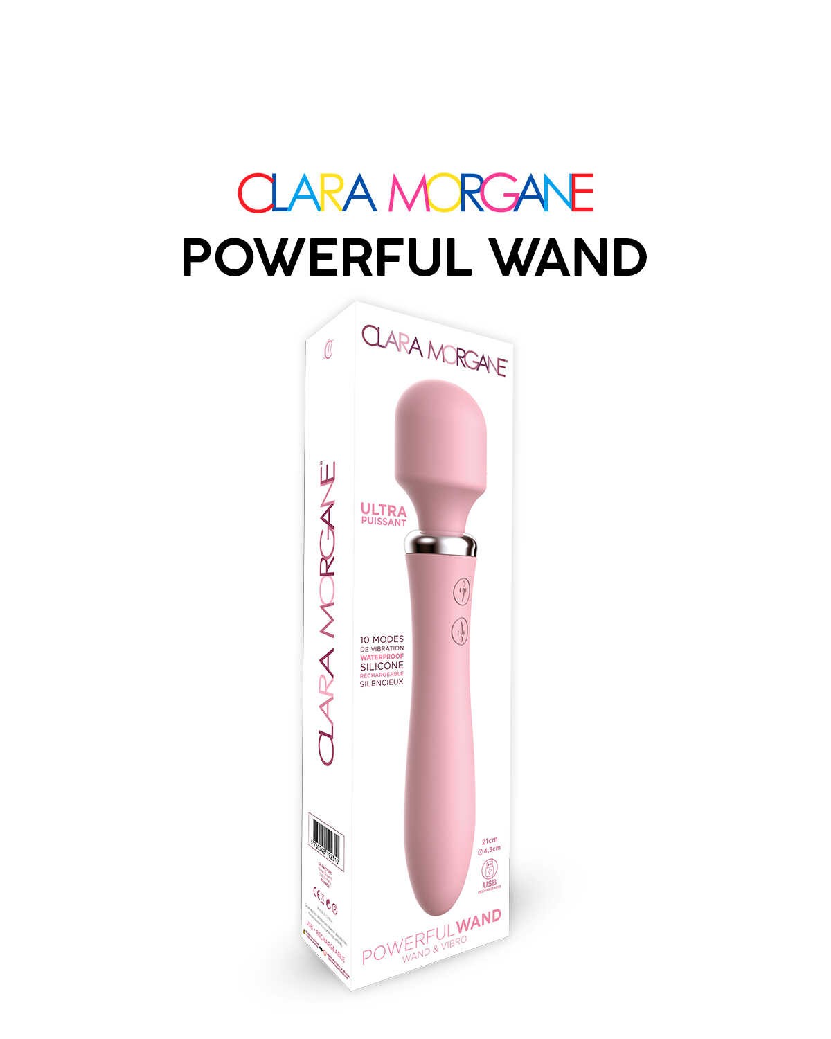 Vibromasseur wand 2 en 1 rechargeable rose - Clara Morgane – Image 2