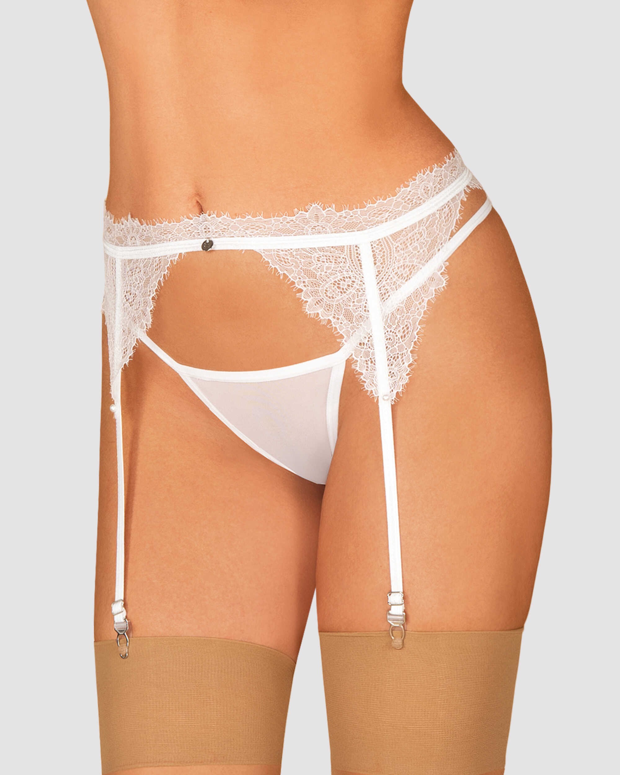 Porte-jarretelles en dentelle blanc Bianelle - Obsessive – Image 5