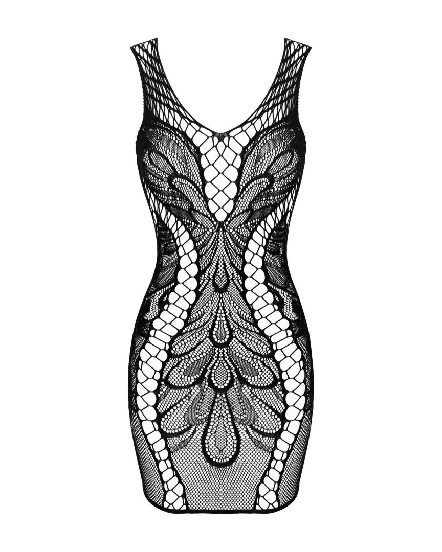 Robe maille noire avec decoupe dos D608 - Obsessive – Image 8