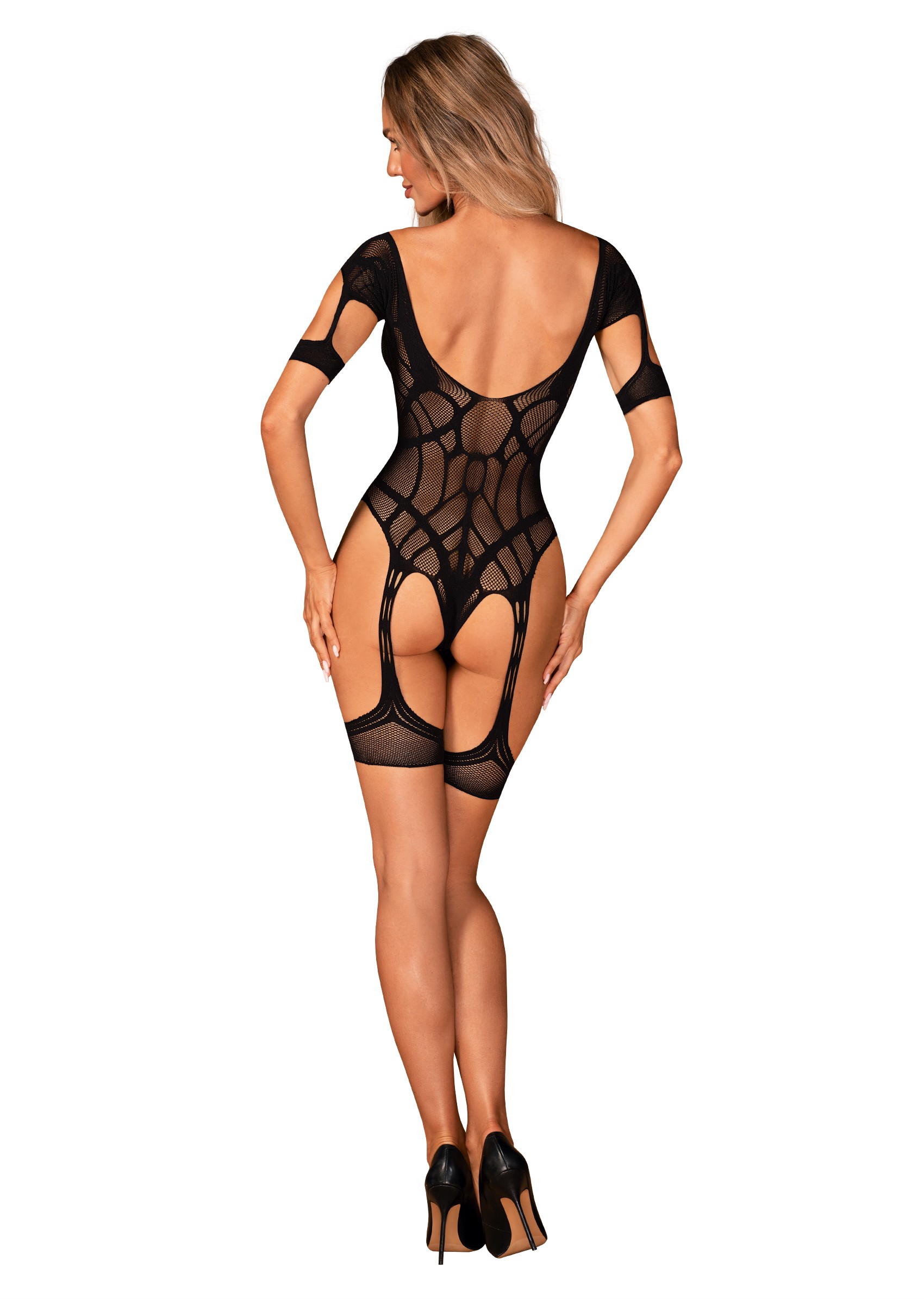 Bodystocking résille à motifs géométriques ouvert - Obsessive – Image 6