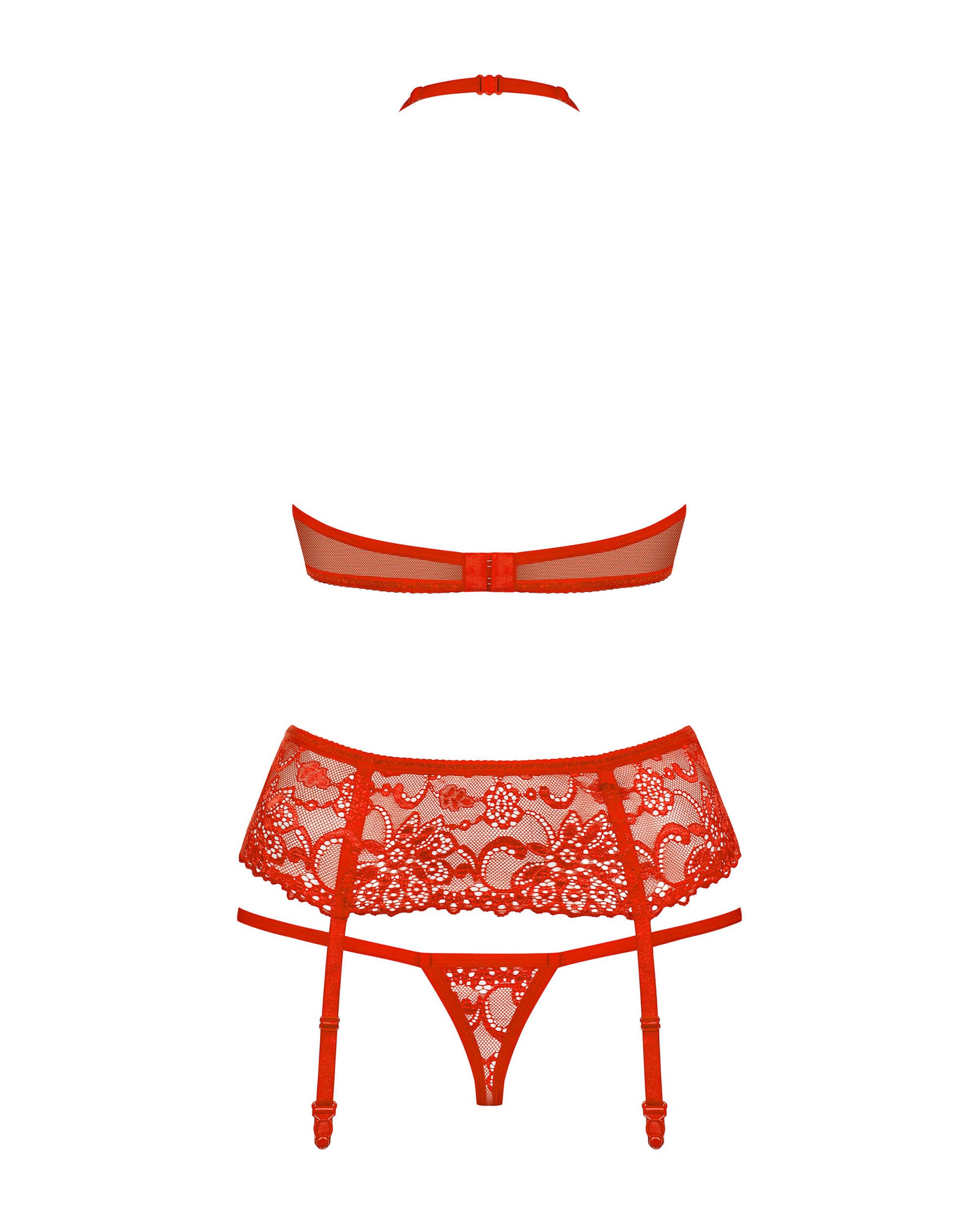 Ensemble lingerie 3 pieces rouge en dentelle - Obsessive – Image 5