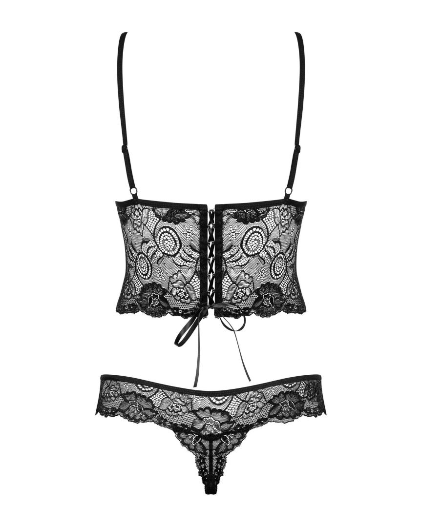 Body dentelle florale à laçage corset - Obsessive – Image 5