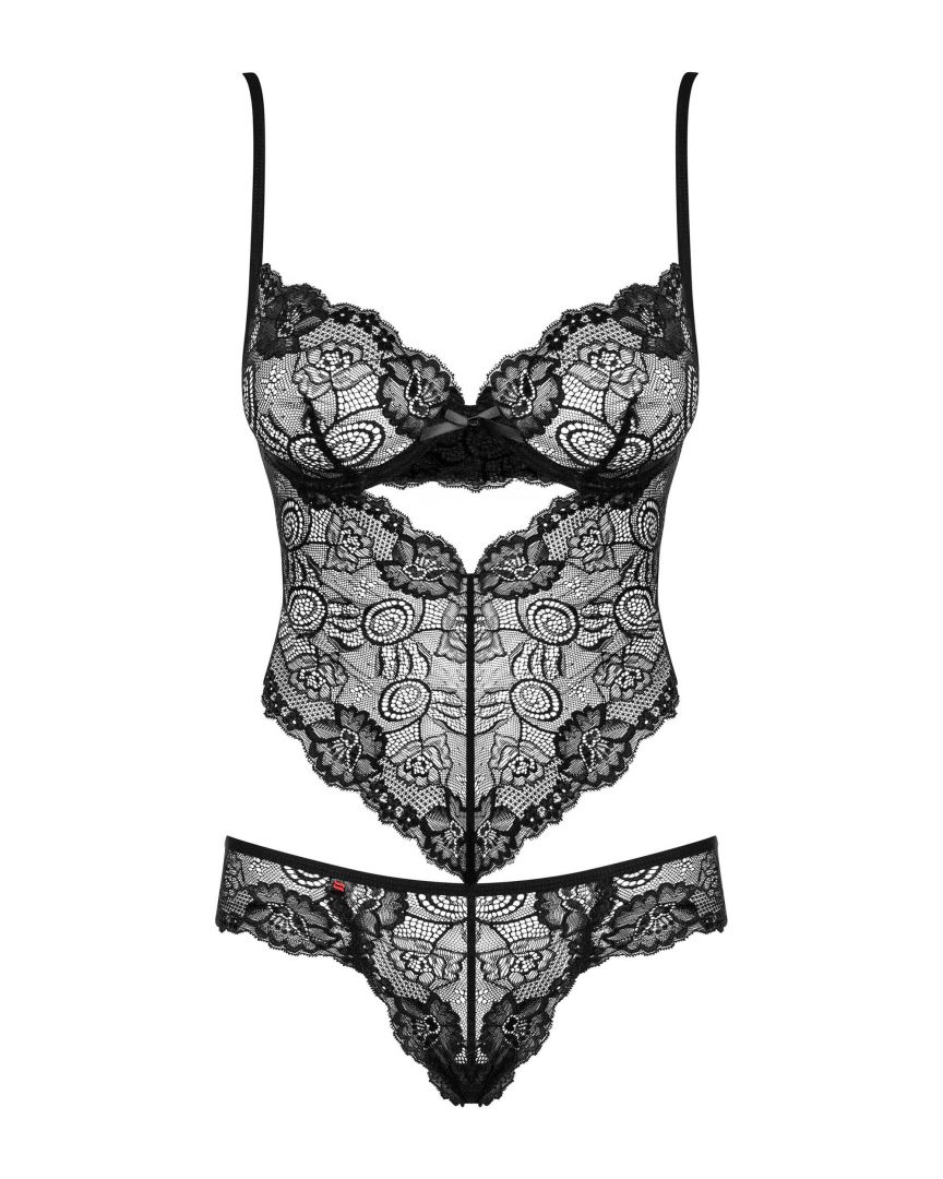 Body dentelle florale à laçage corset - Obsessive – Image 6