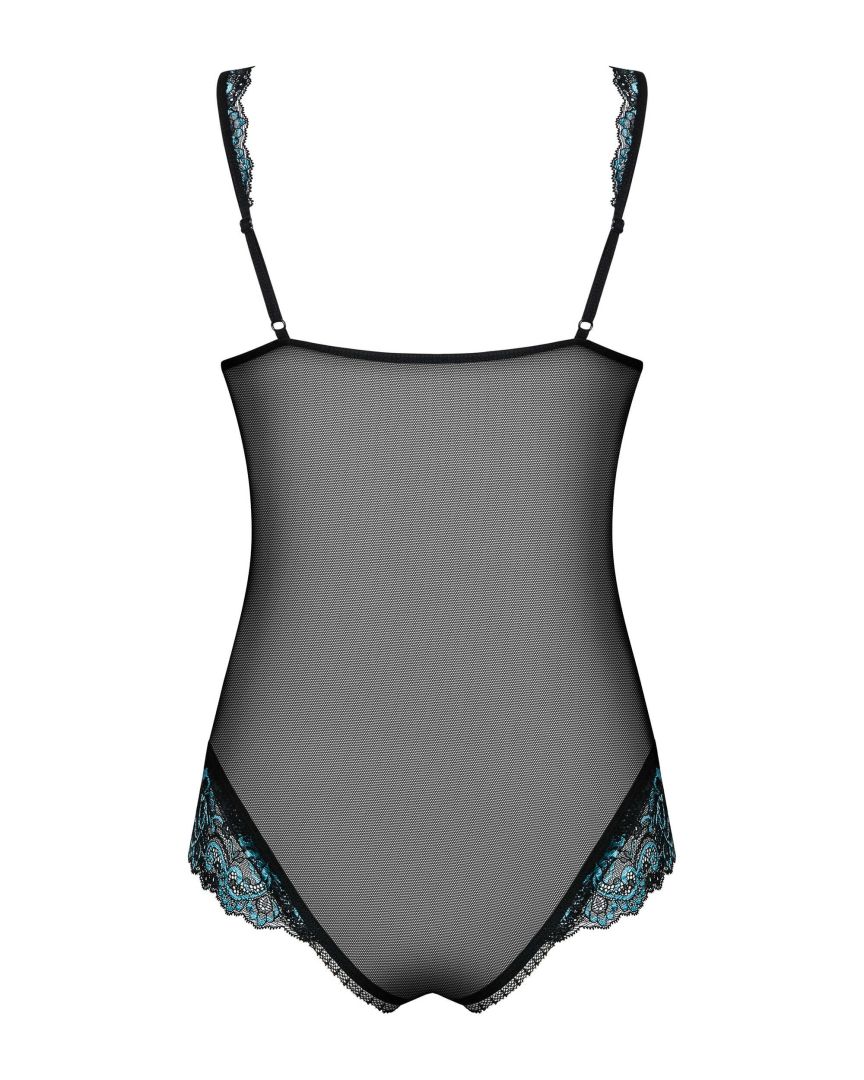 Body ouvert dentelle turquoise Amanta - Obsessive – Image 5