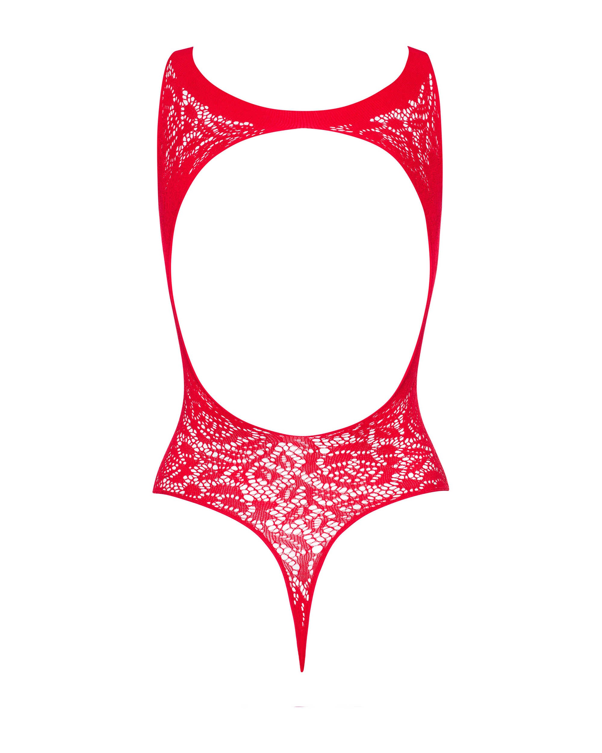 Body ouvert rouge en dentelle avec laçage - Obsessive – Image 5