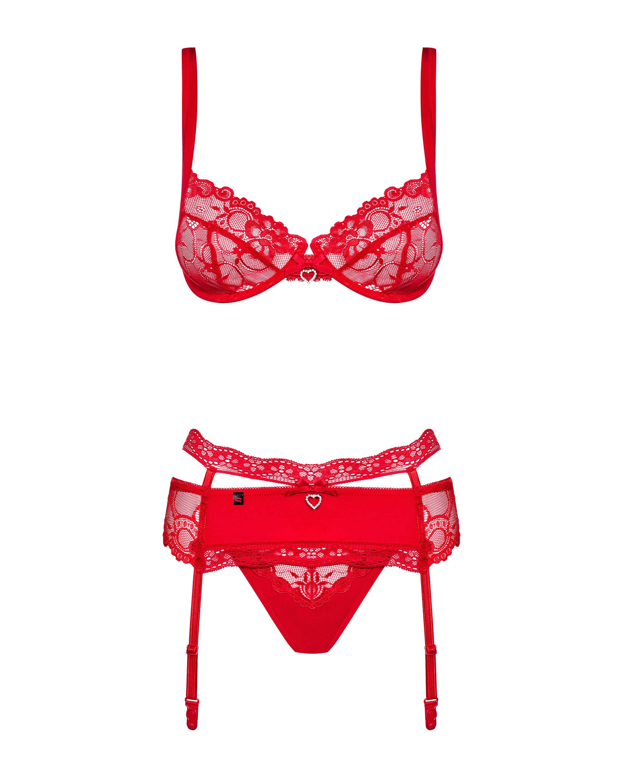Ensemble lingerie rouge passion Heartina 3 pièces - Obsessive – Image 5
