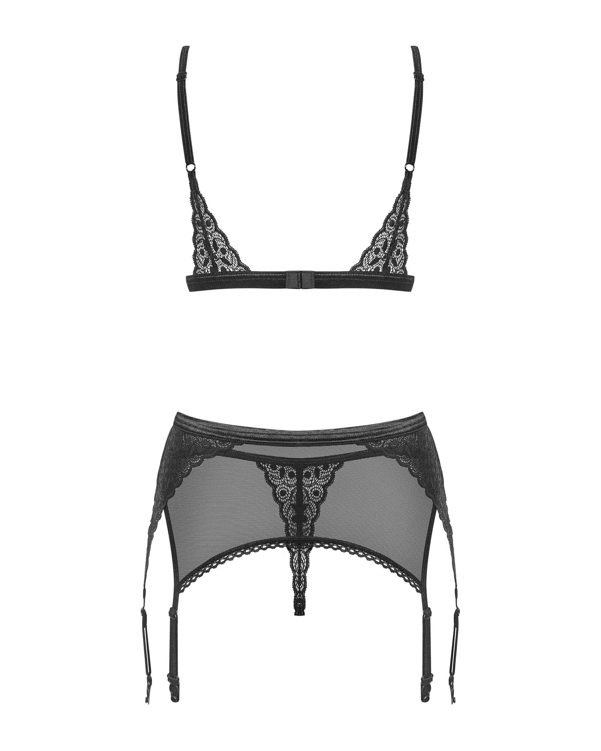 Ensemble lingerie dentelle géométrique 3 pièces - Obsessive – Image 5