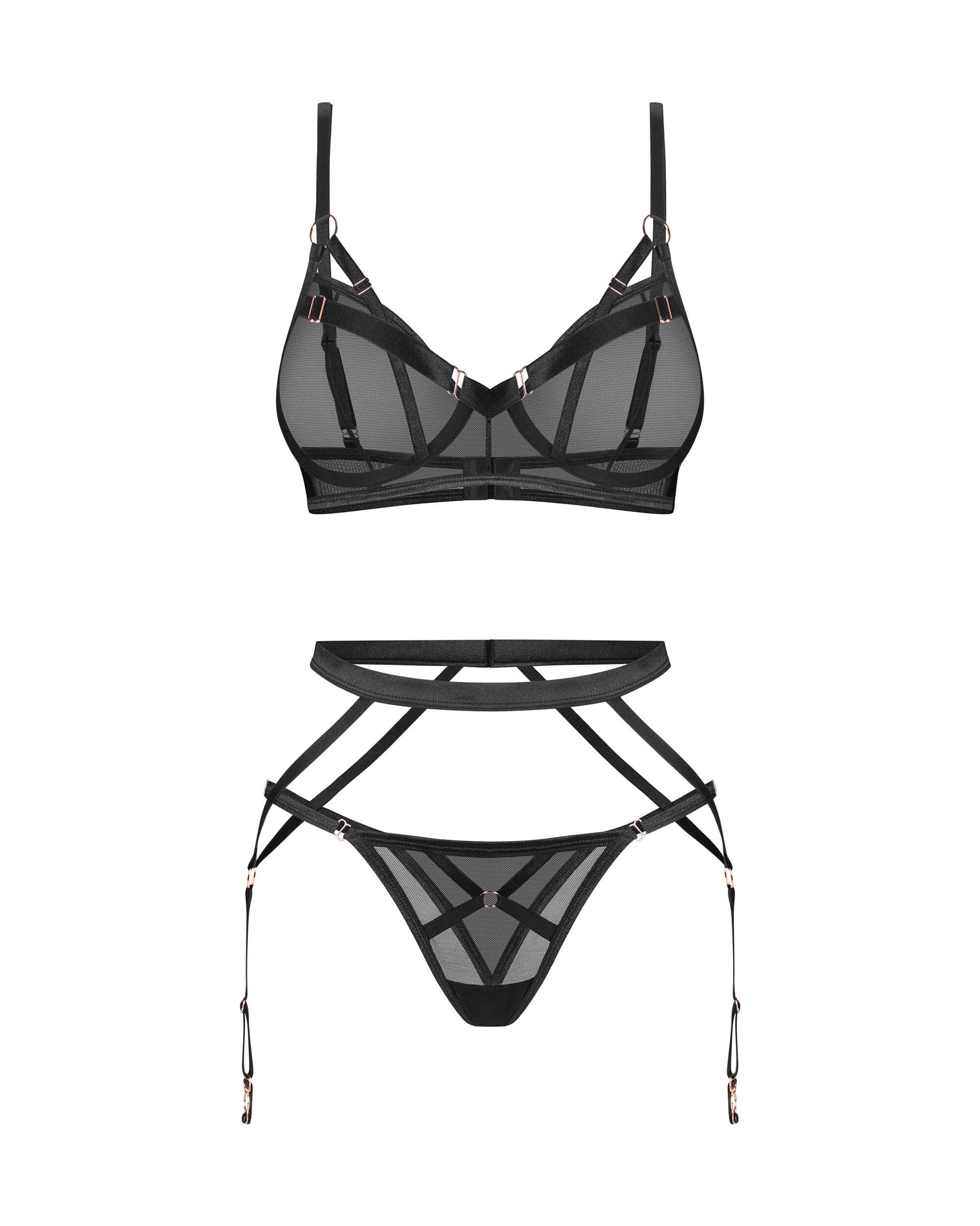 Ensemble lingerie 3 pièces Euridia en dentelle - Obsessive – Image 3