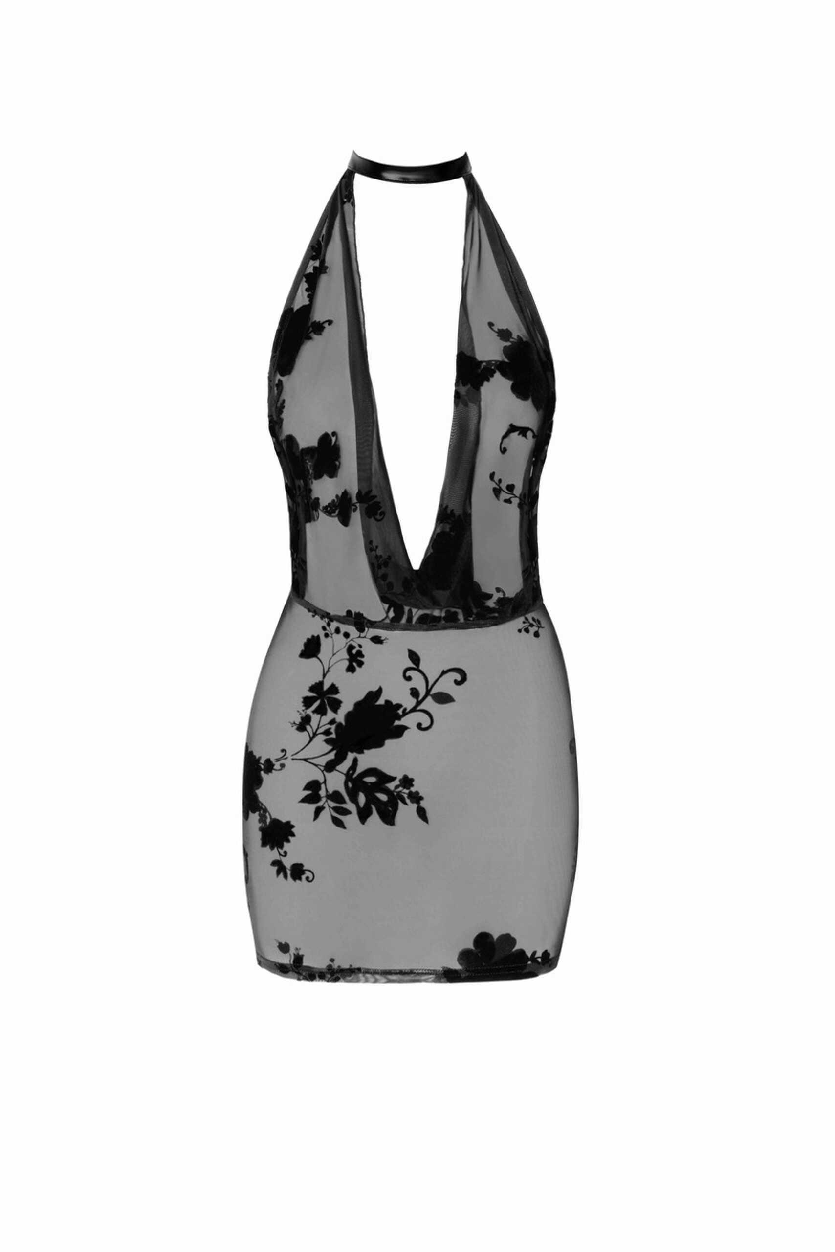 Mini robe maille floquée avec bijou strass - Noir Handmade – Image 5