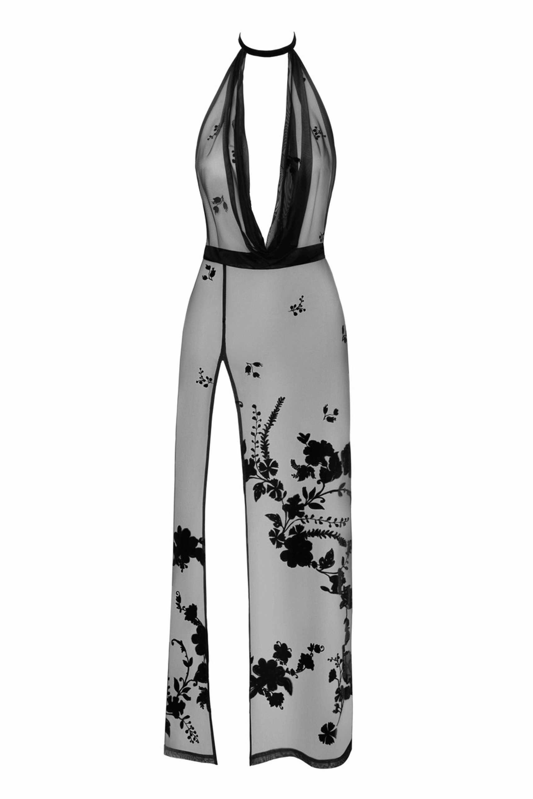 Robe longue transparente Divinity dos nu - Noir Handmade – Image 4