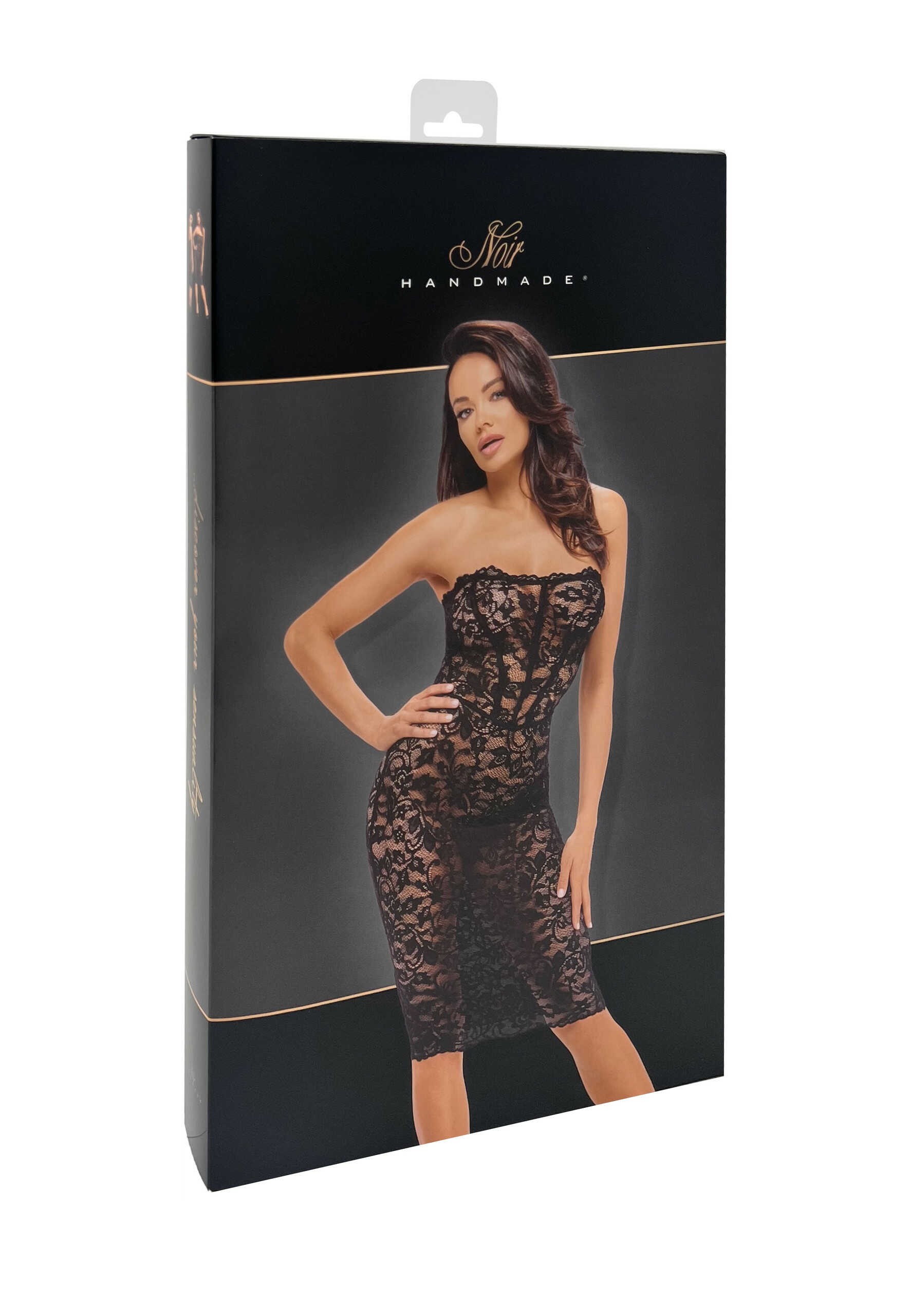 Robe midi en dentelle florale à laçage dos - Noir Handmade – Image 7