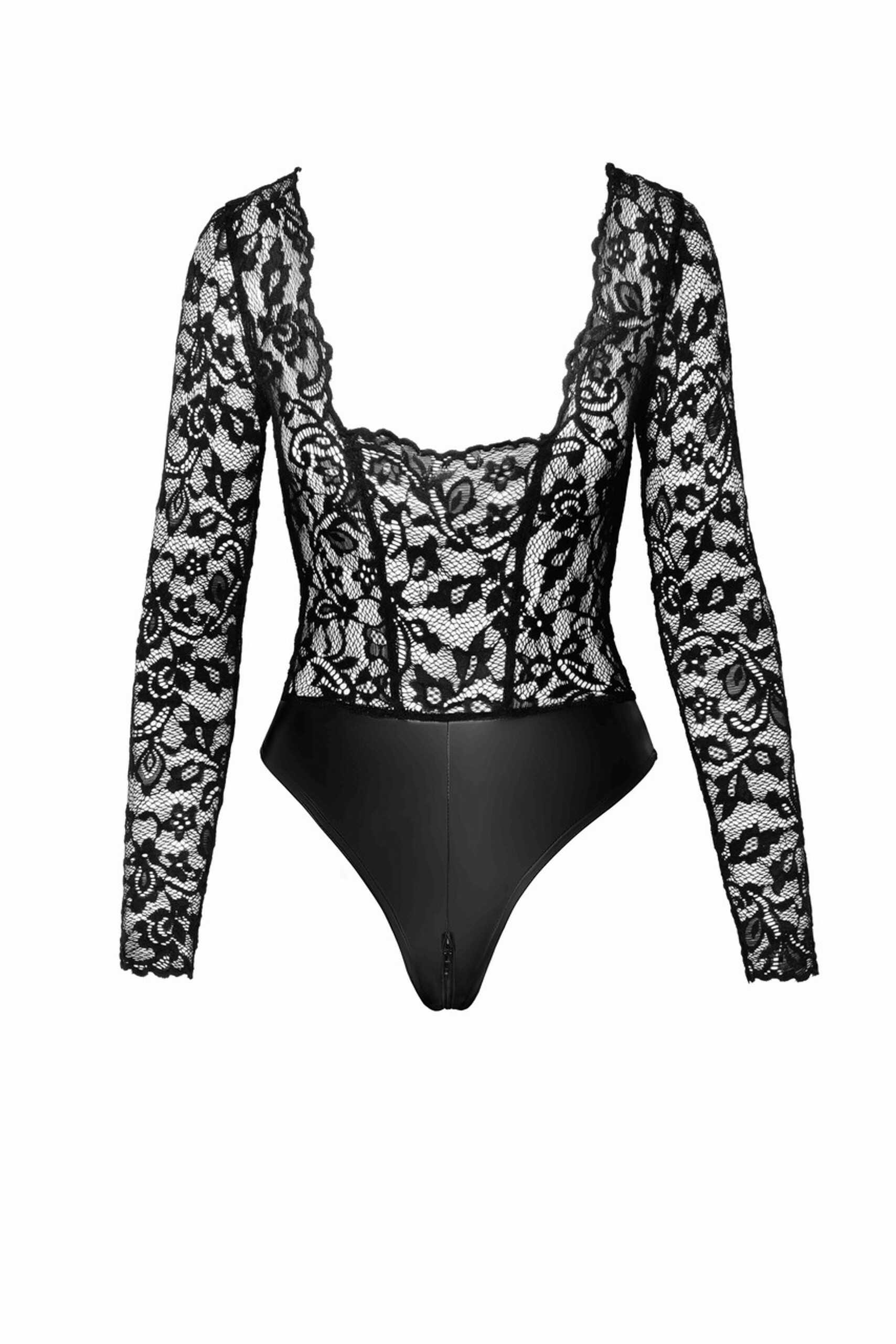 Body Psyche en dentelle et wetlook - Noir Handmade – Image 6