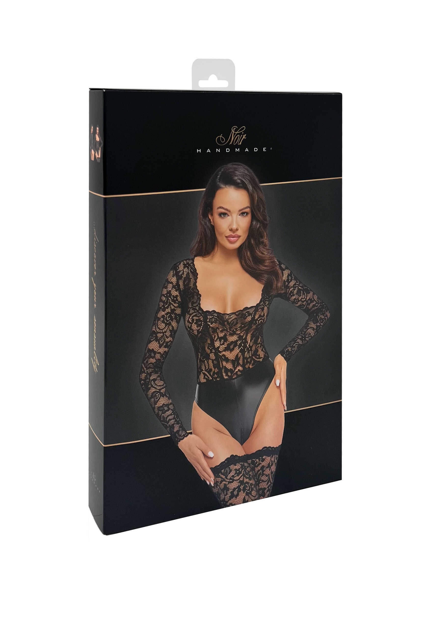 Body Psyche en dentelle et wetlook - Noir Handmade – Image 8
