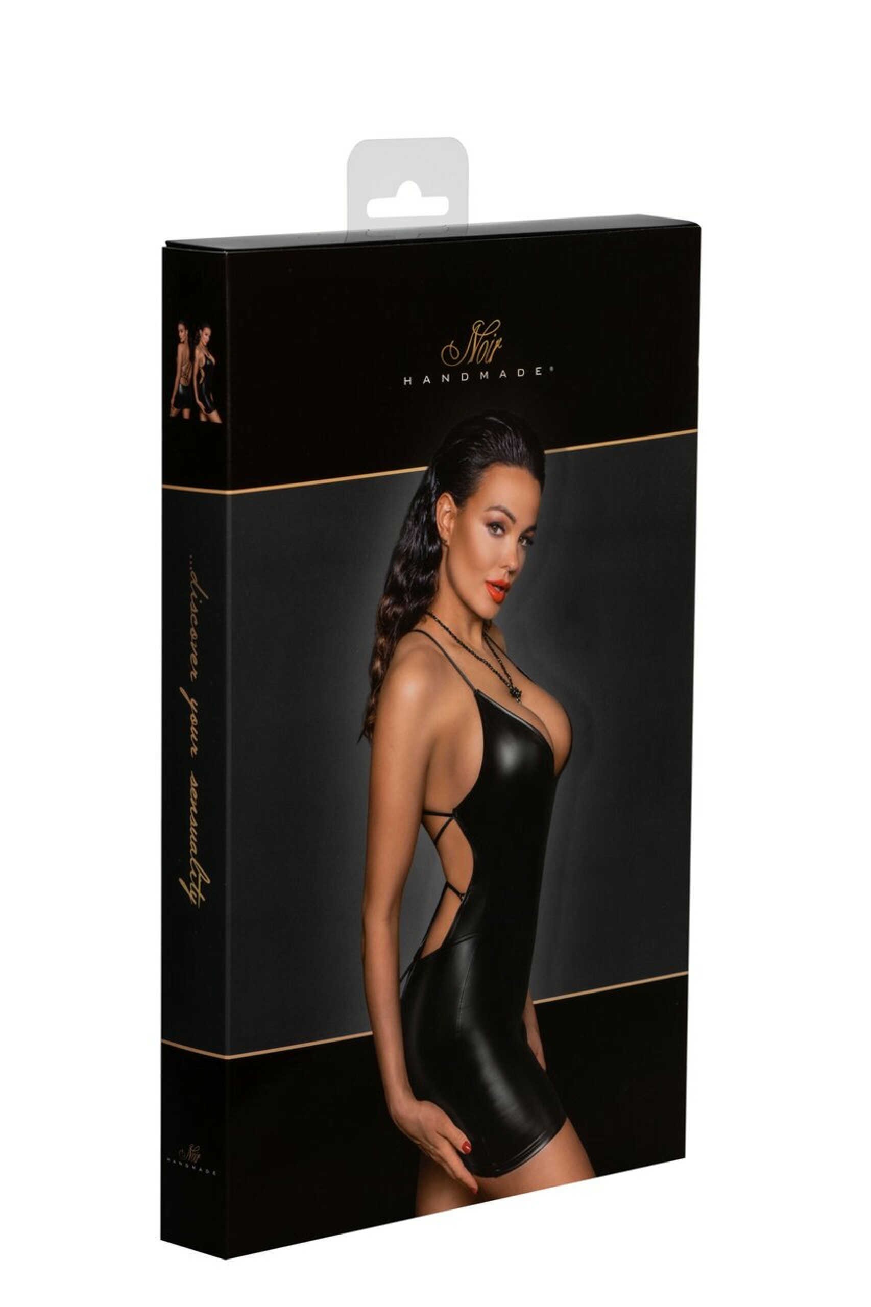 Mini robe wetlook dos lacé - Noir Handmade – Image 6