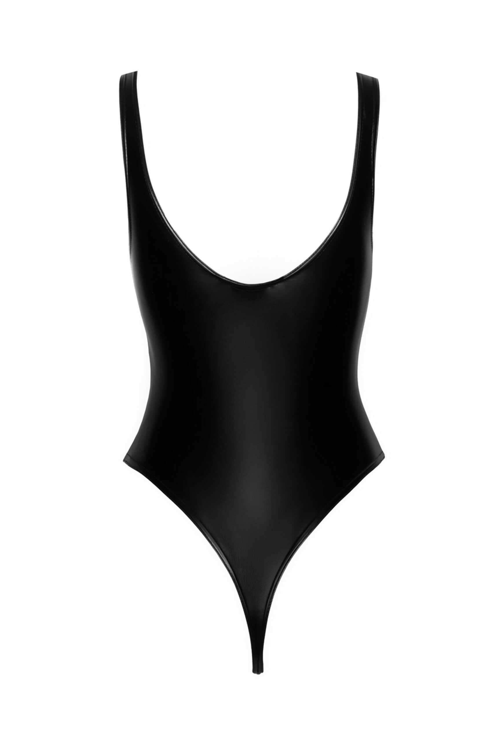 Body wetlook noir échancré F244 - Noir Handmade – Image 5