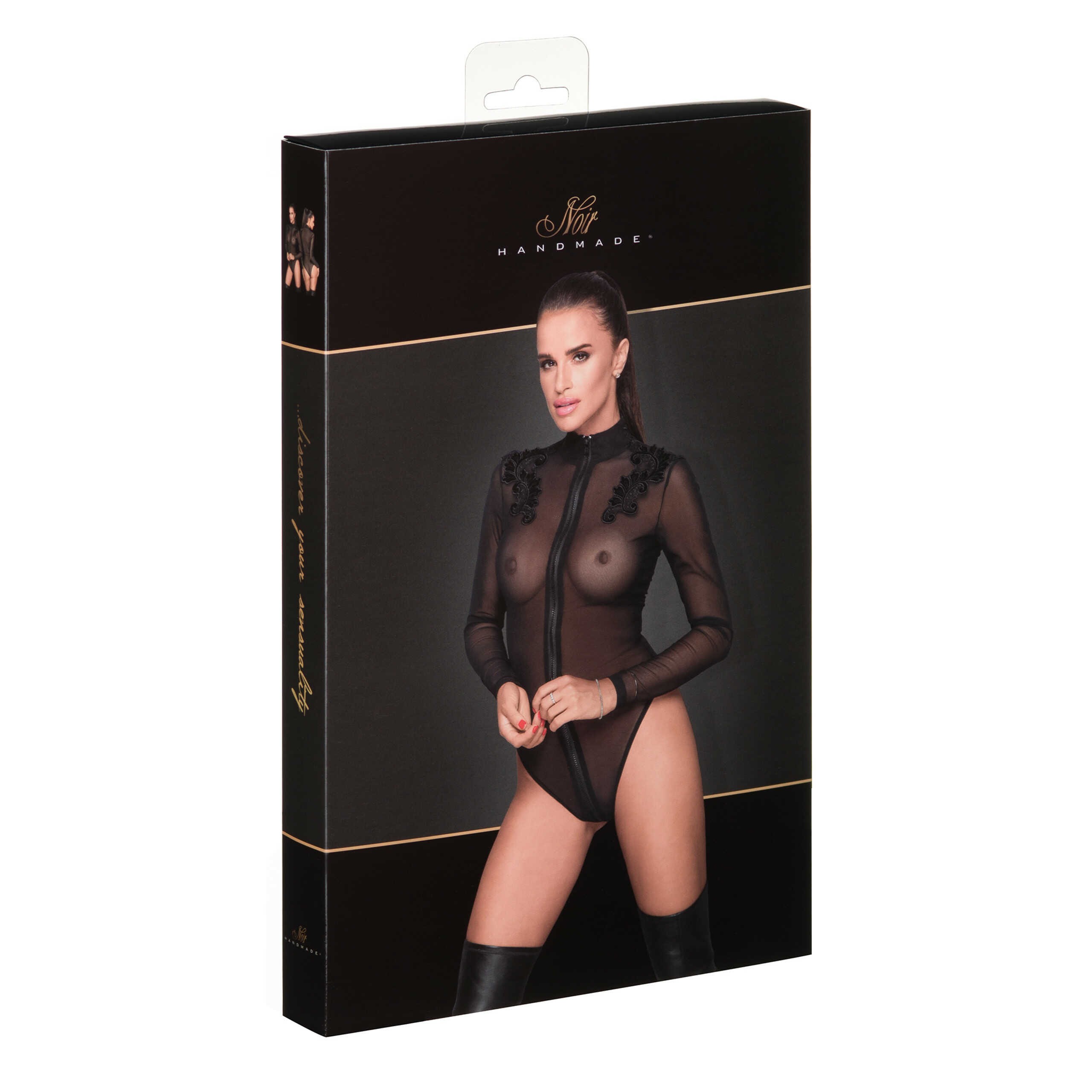 Body en tulle brodé avec zip intégral - Noir Handmade – Image 5