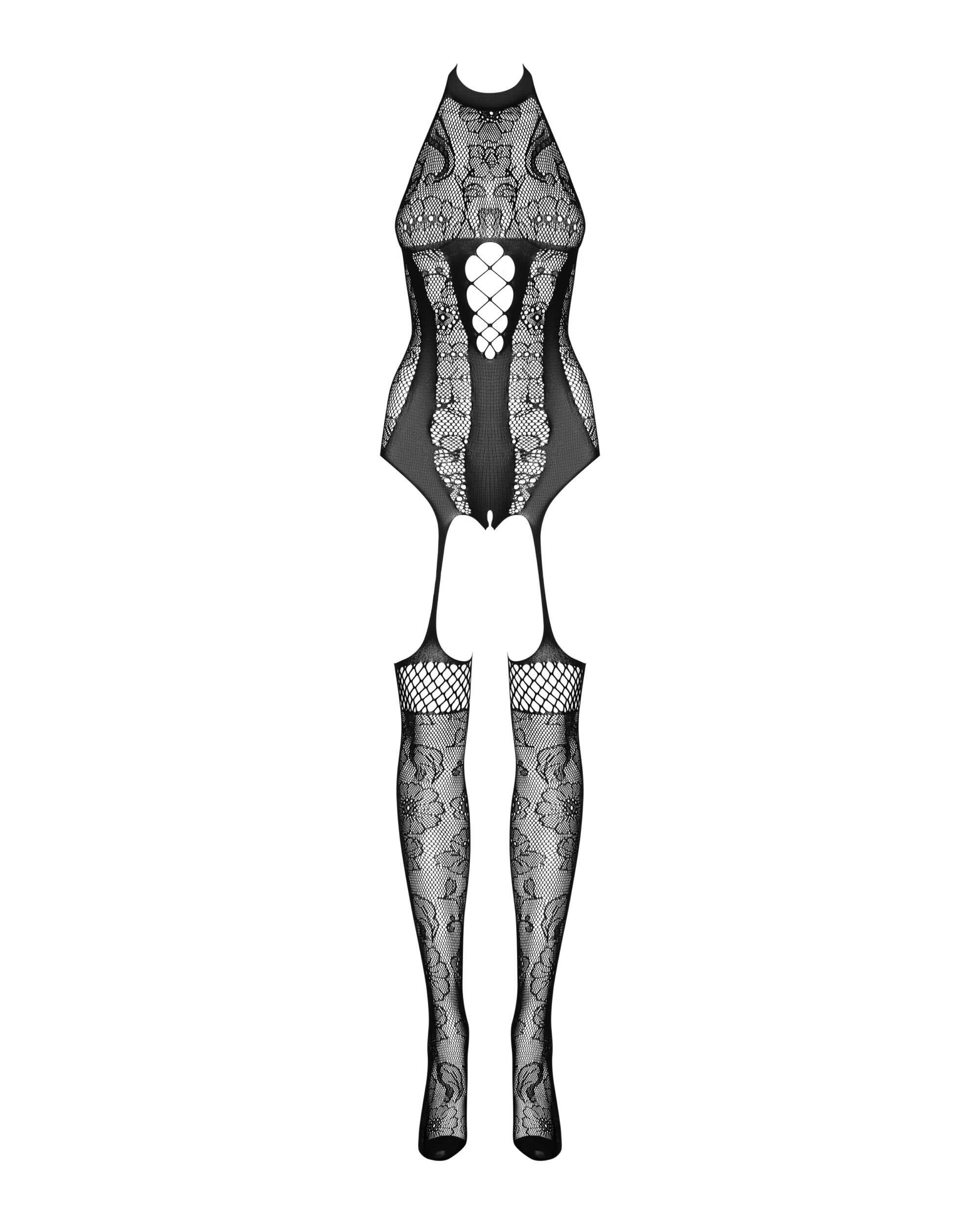 Bodystocking résille motifs floraux dos ouvert - Obsessive – Image 6