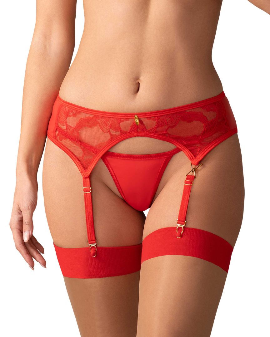 Porte-jarretelles dentelle rouge et or - Obsessive – Image 3