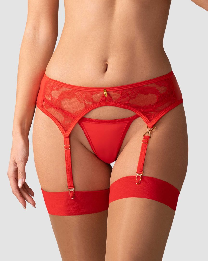 Porte-jarretelles dentelle rouge et or - Obsessive – Image 4