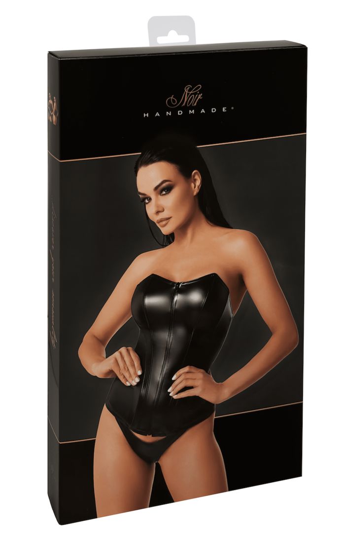 Corset wetlook noir Mysteria F334 - Noir Handmade – Image 8