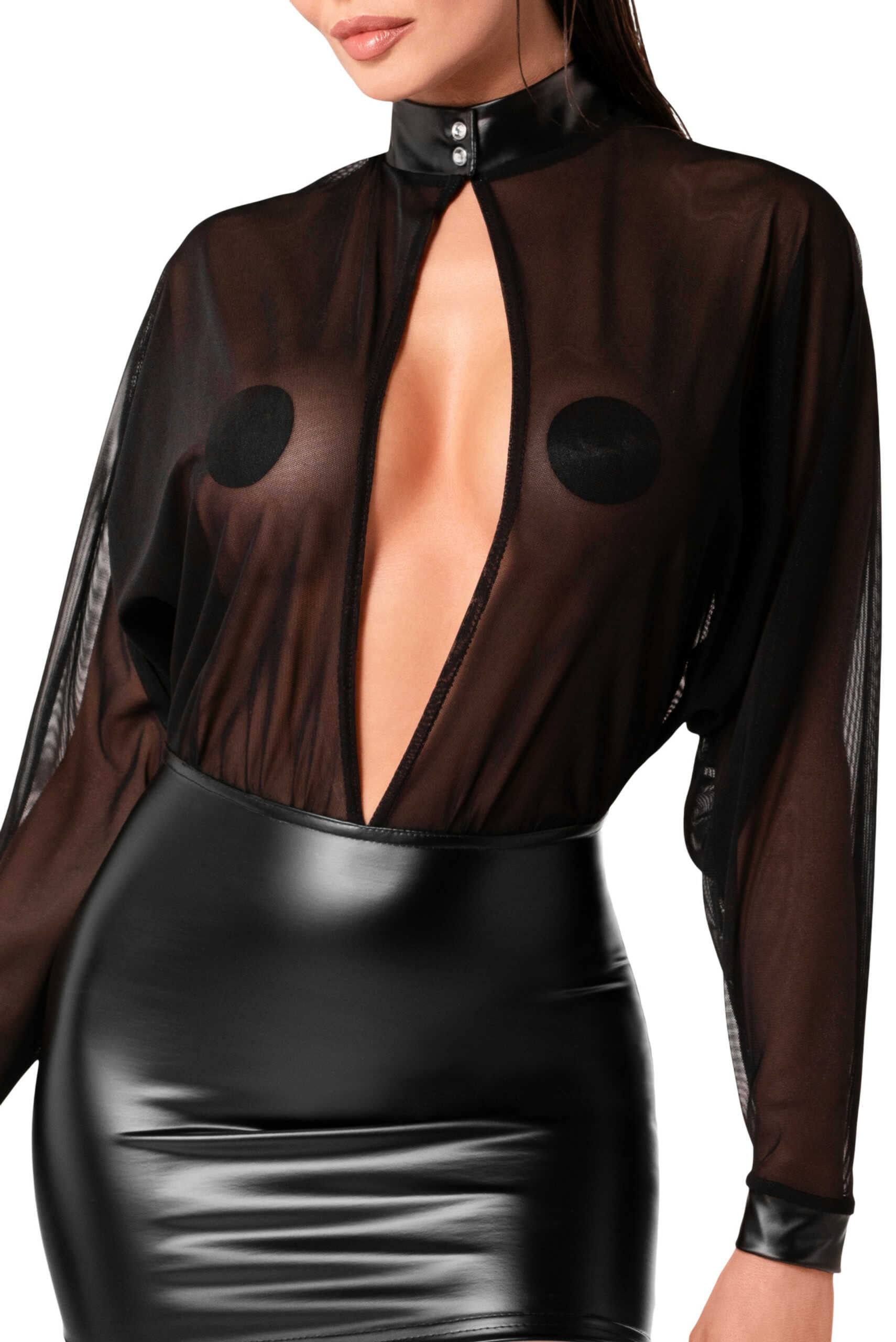 Mini robe Opium maille et wetlook - Noir Handmade – Image 4