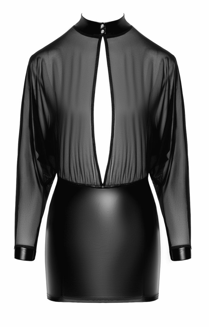 Mini robe Opium maille et wetlook - Noir Handmade – Image 5