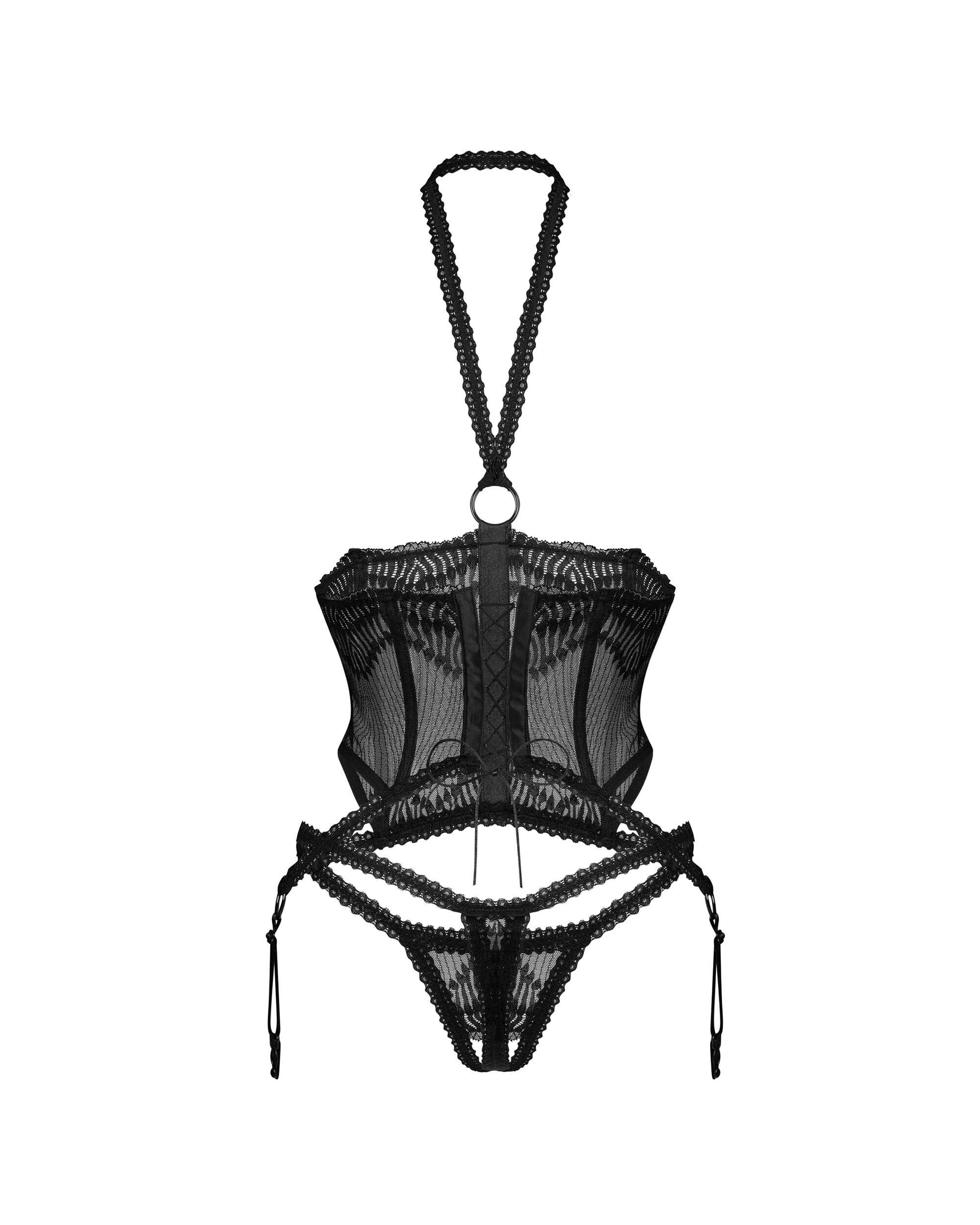 Corset en dentelle avec string ouvert Alliane - Obsessive – Image 7