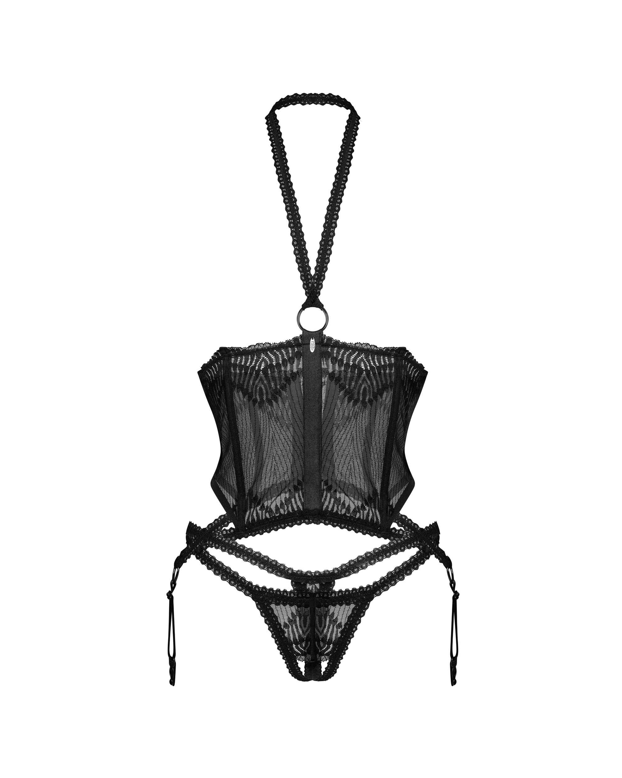 Corset en dentelle avec string ouvert Alliane - Obsessive – Image 6