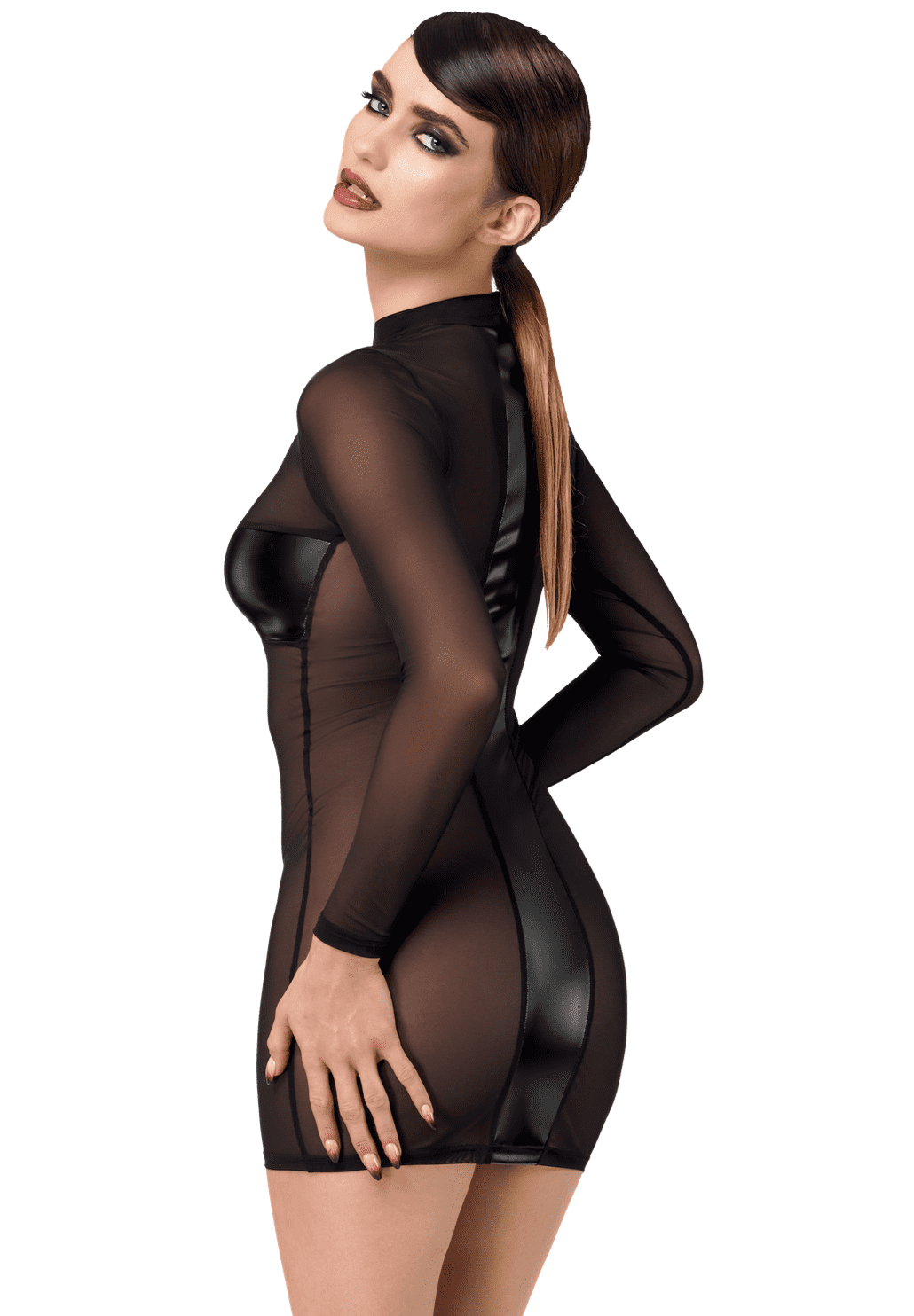 Mini robe Crossfire en tulle et wetlook - Noir Handmade – Image 2