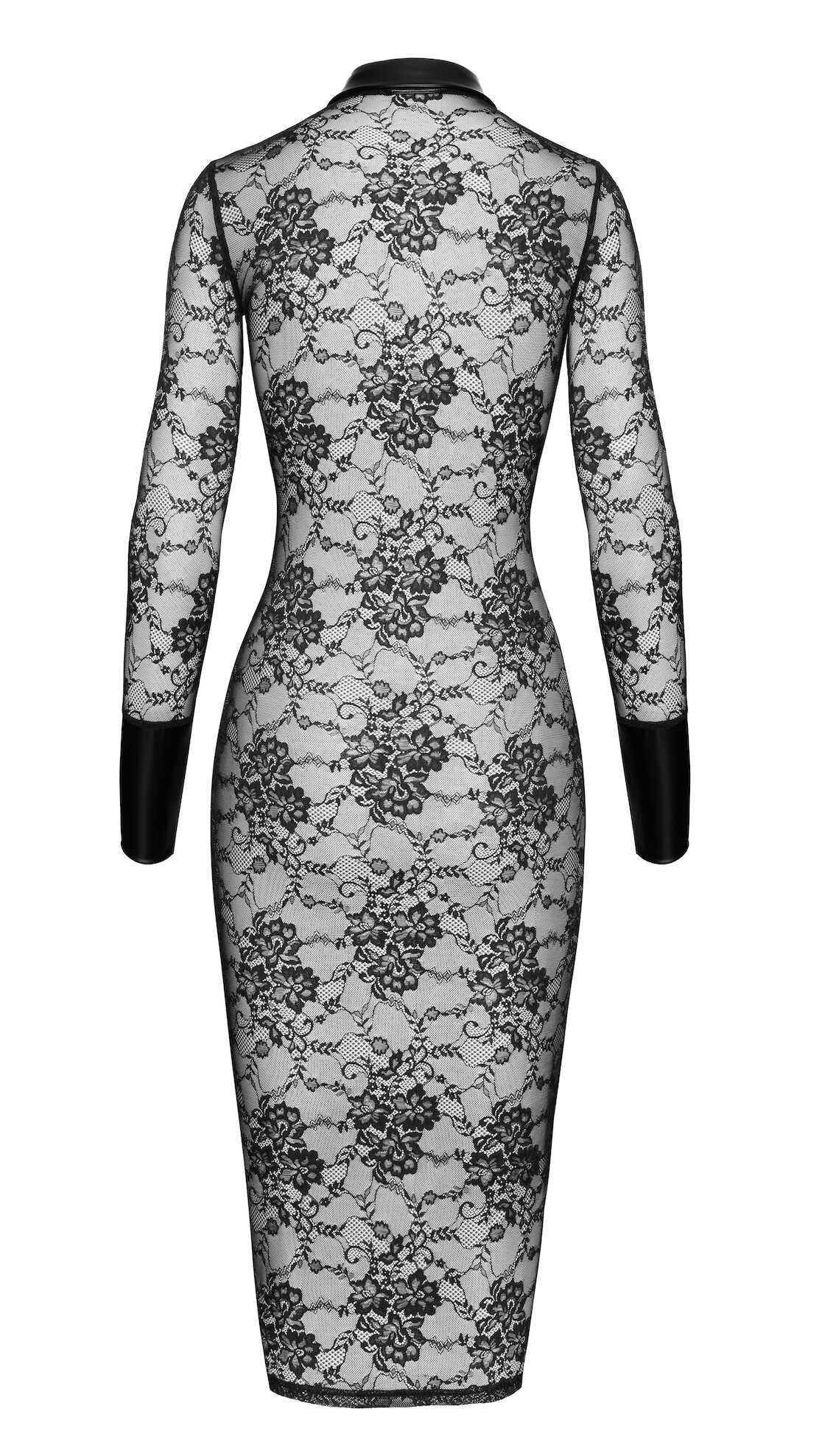 Robe mi-longue Noirelle en dentelle et wetlook - Noir Handmade – Image 8