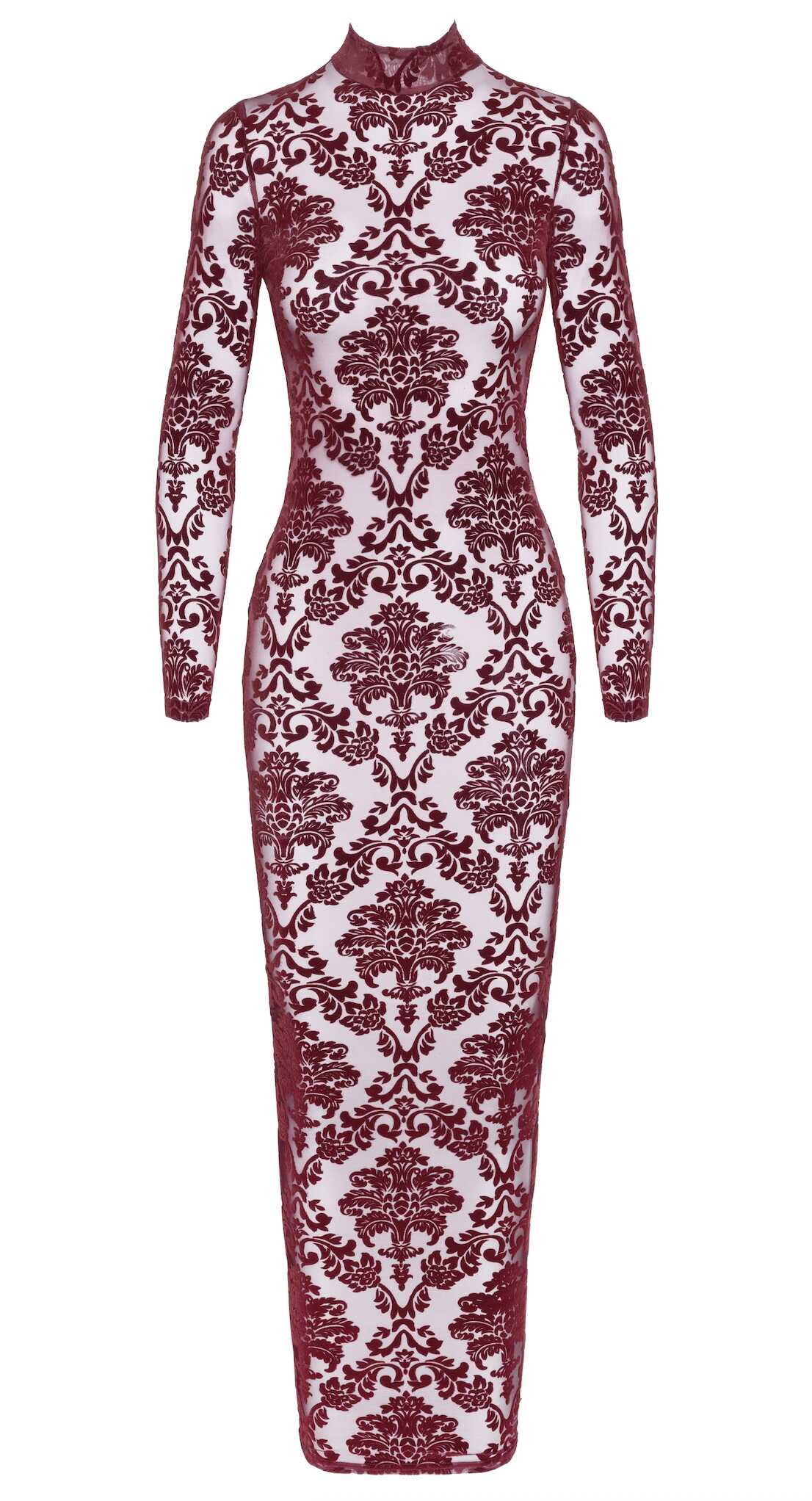 Longue robe en tulle floqué bordeaux - Noir Handmade – Image 6