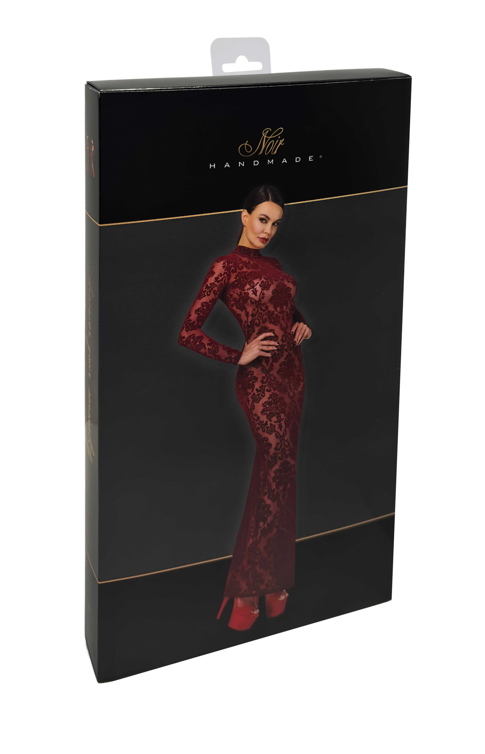 Longue robe en tulle floqué bordeaux - Noir Handmade – Image 8