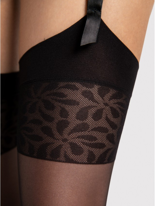 Bas fins 8 DEN avec jarretière florale - Fiore – Image 3