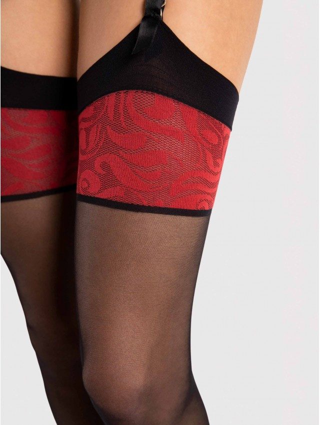 Bas avec couture et jarretiere rouge 20 DEN - Fiore – Image 3