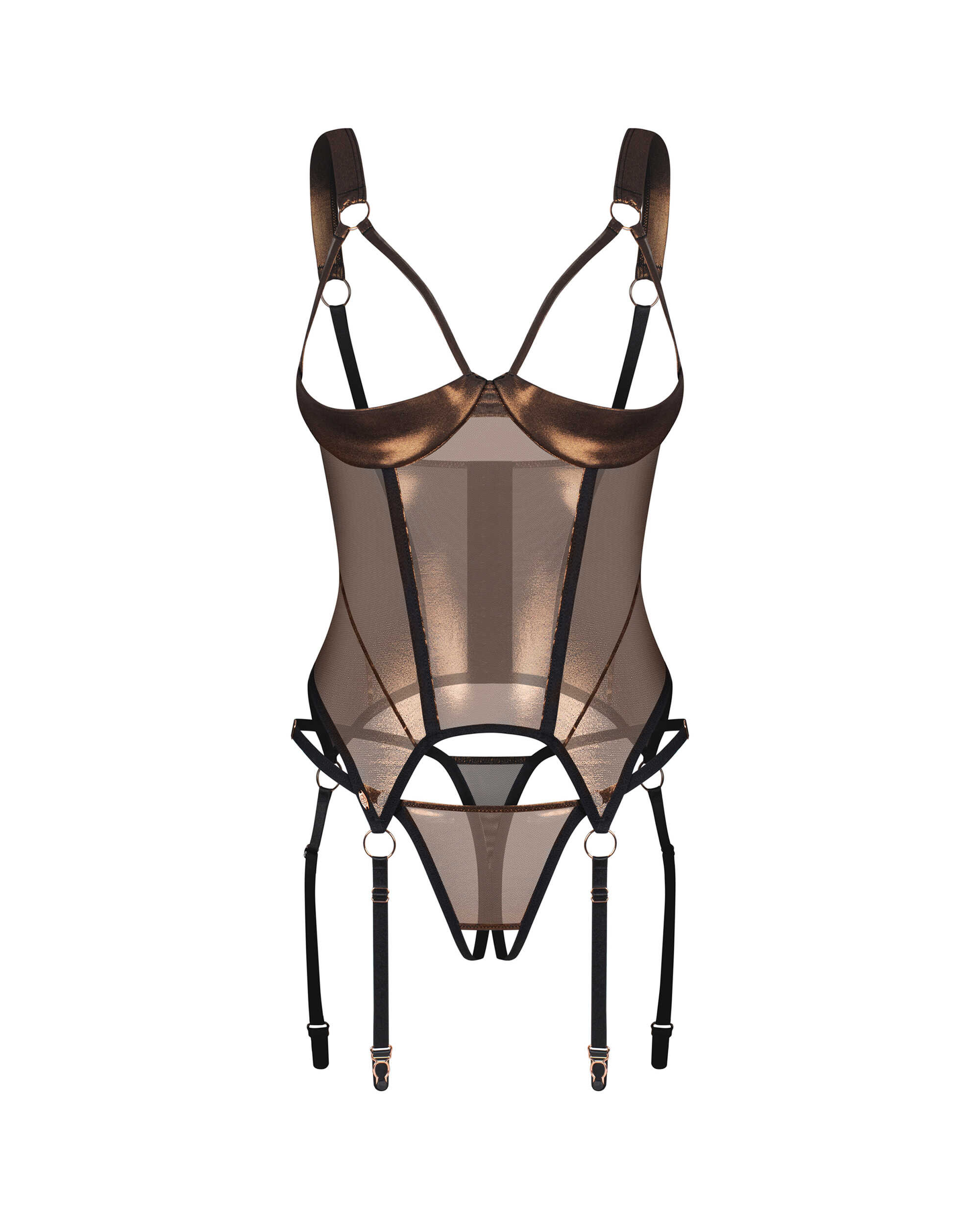 Corset doré et string ouvert Soranna - Obsessive – Image 7