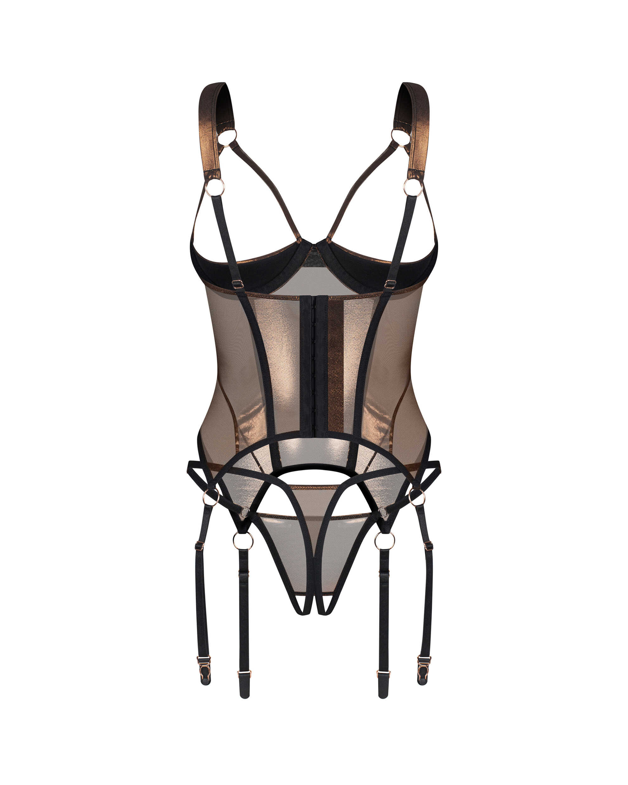 Corset doré et string ouvert Soranna - Obsessive – Image 6