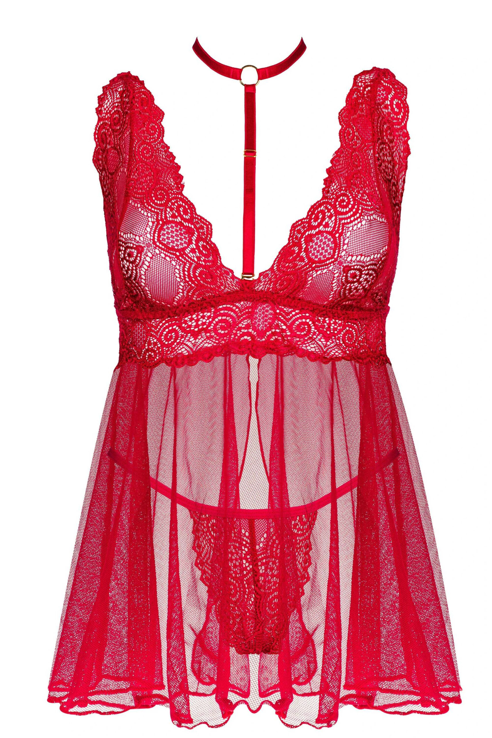 Babydoll Milana en dentelle rouge cerise - Beauty Night – Image 6