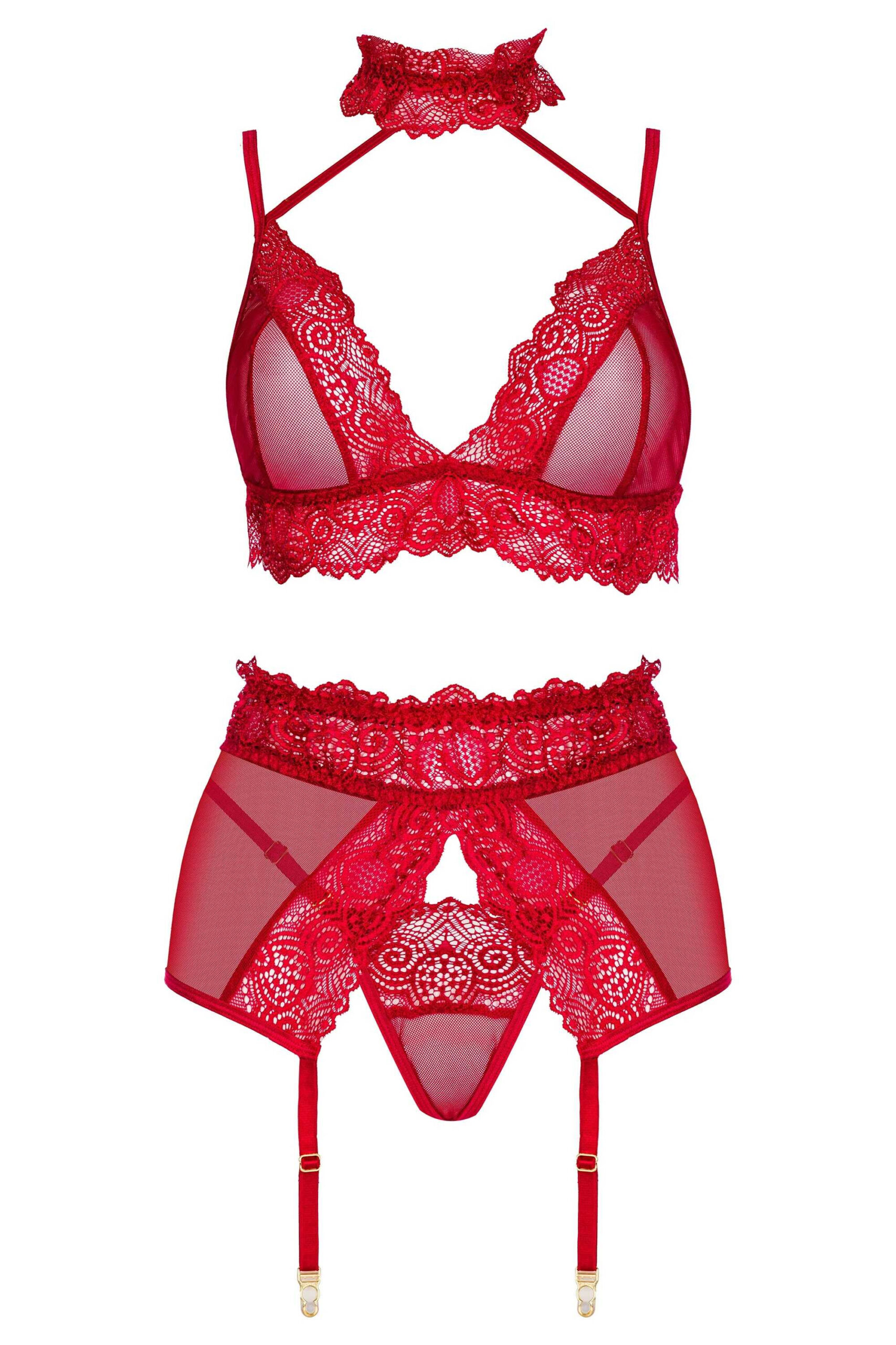 Ensemble lingerie dentelle rouge cerise - Beauty Night – Image 6