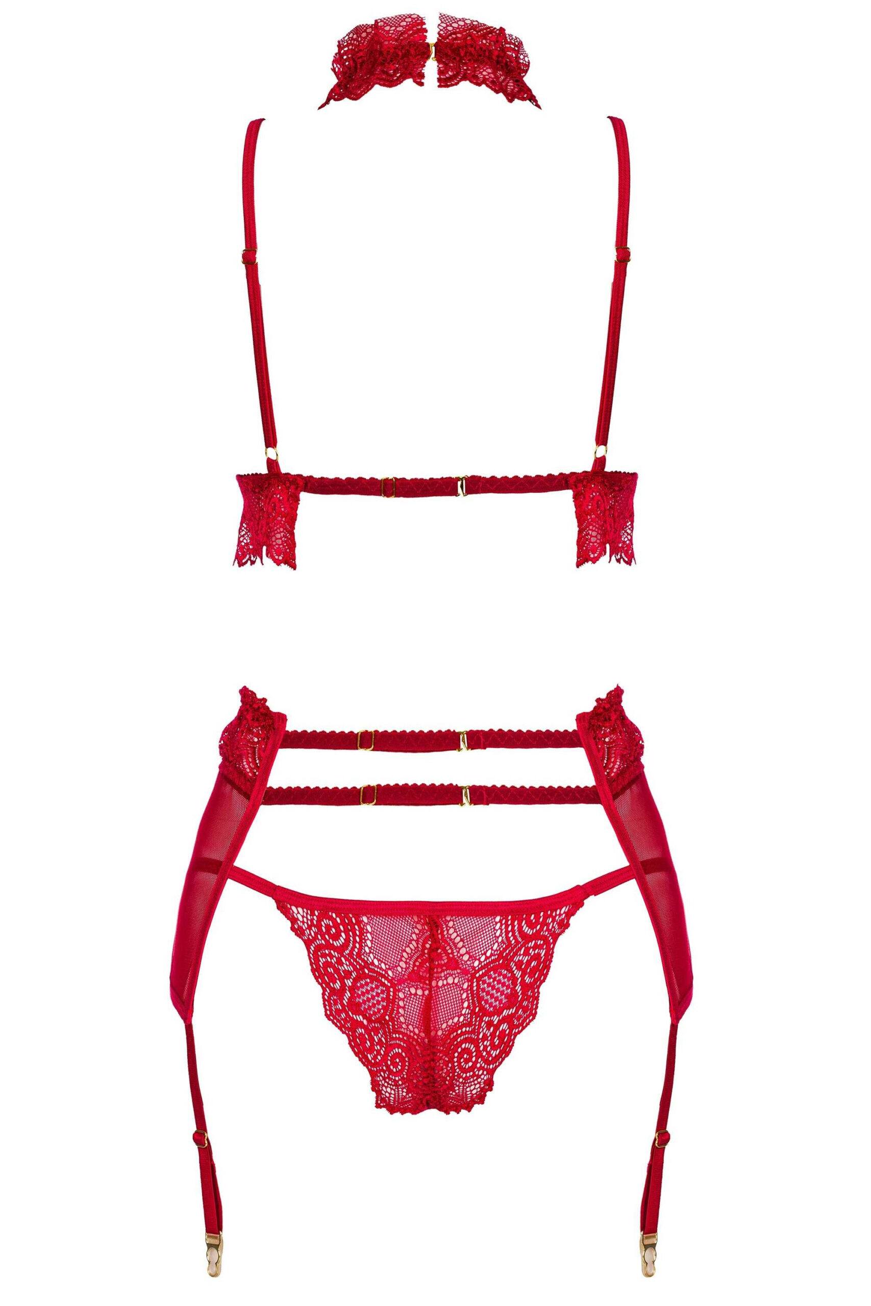 Ensemble lingerie dentelle rouge cerise - Beauty Night – Image 7